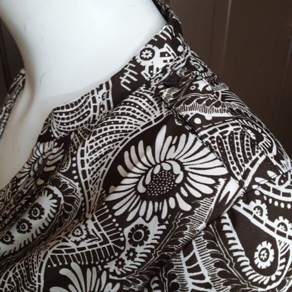 Denim 24/7 Women's V-Neck Brown Polyester Motif Blouse/Top size 24W - Picture 11 of 12